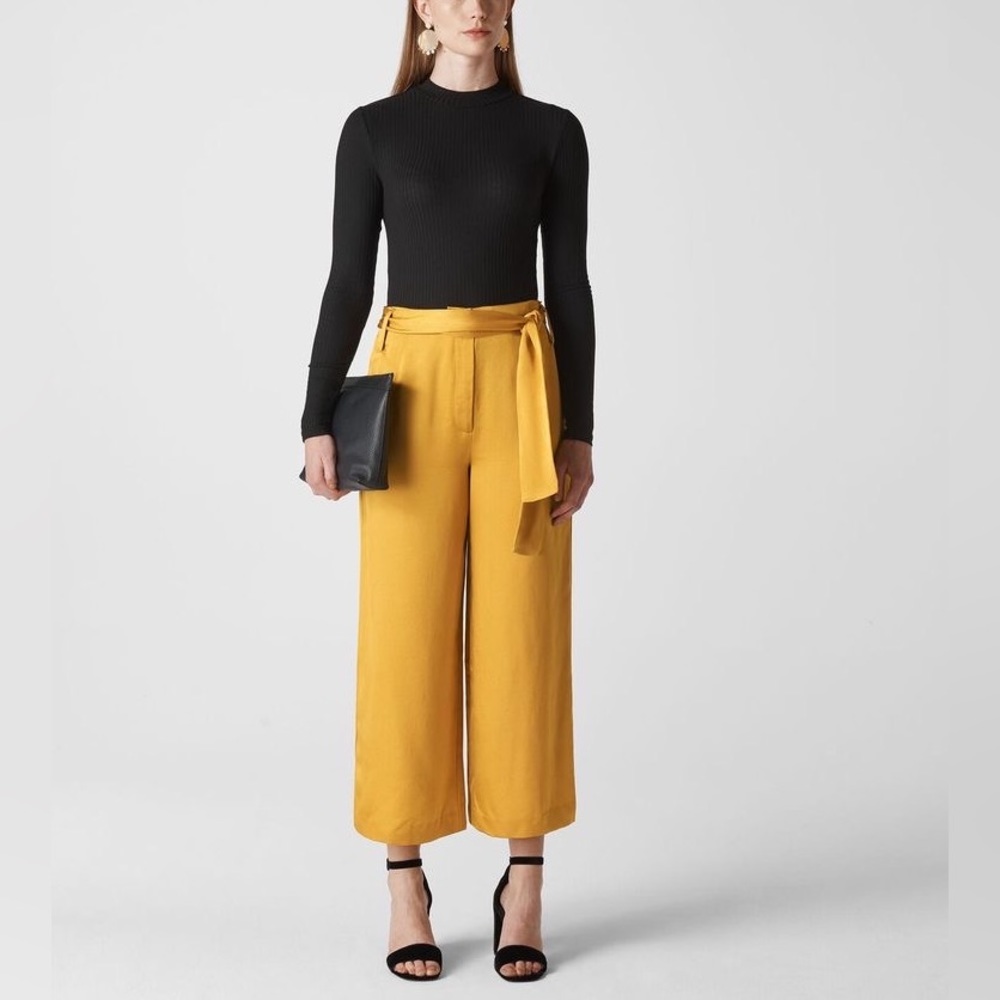 Whistles Gold Wide Leg Pant Trousers